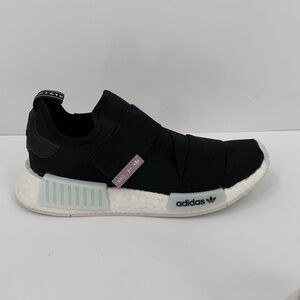 Adidas NMD R1 slip-on sneaker black white chunky strap women 6.5
